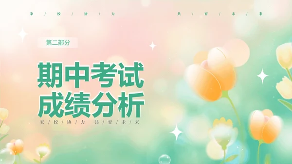 黄绿弥散花卉家校协力共育未来初中家长会PPT