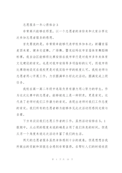 志愿服务一年心得体会5篇.docx