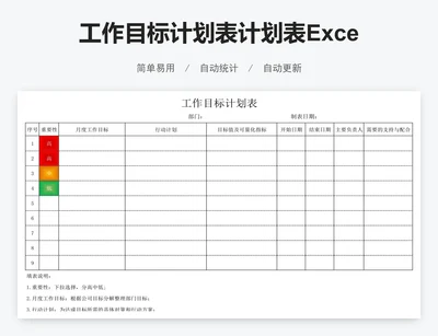 工作目标计划表计划表Excel表格