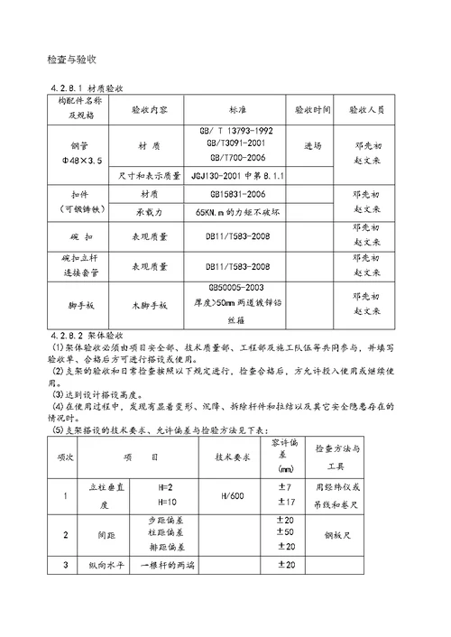 模板支架验收标准