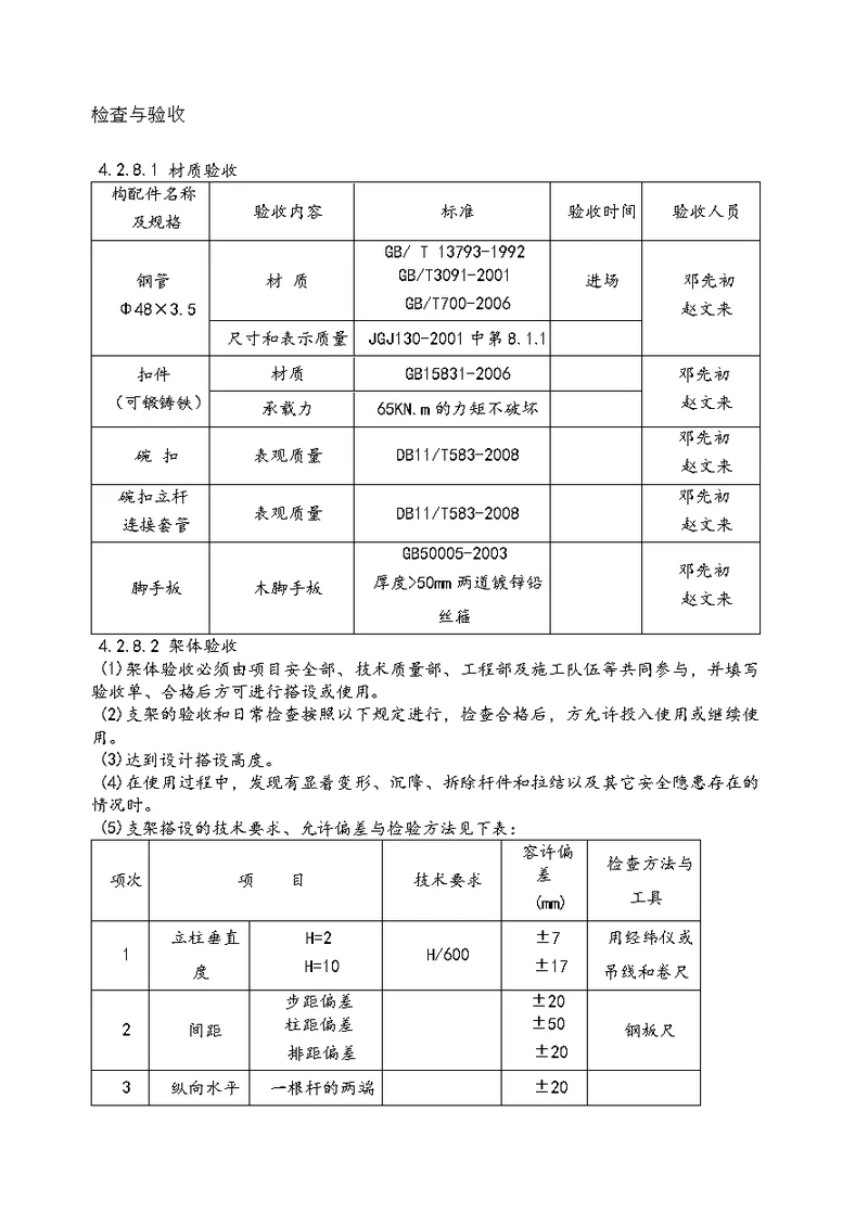 模板支架验收标准