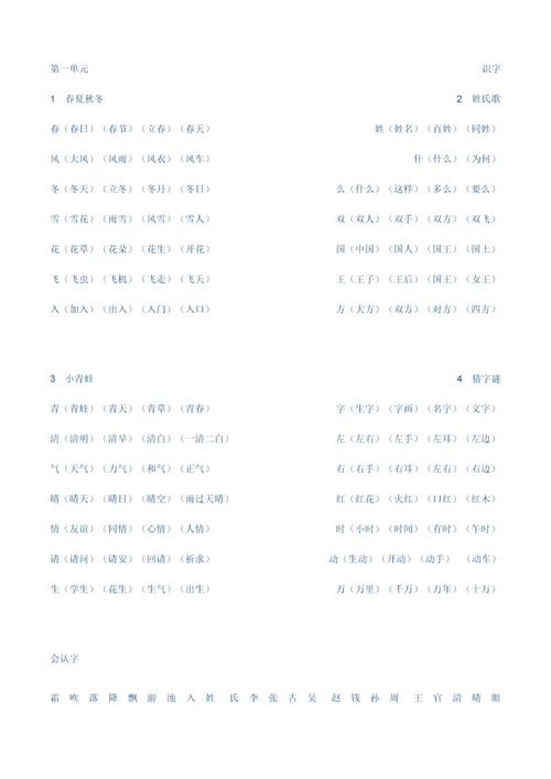 2023年部编版一年级下册知识点汇总.docx