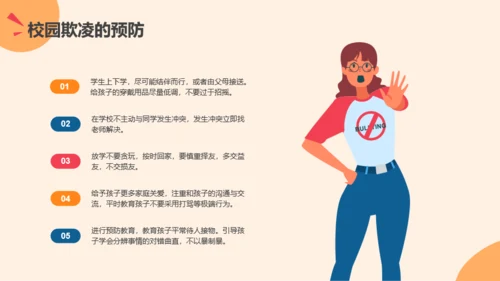 插画风安全教育班会-抵制校园霸凌PPT模板