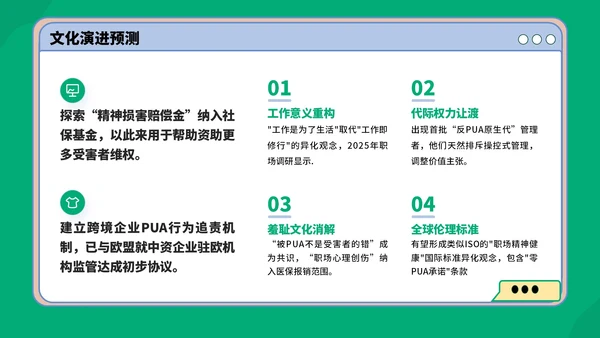 绿蓝色3D风反职场PUA运动PPT模板