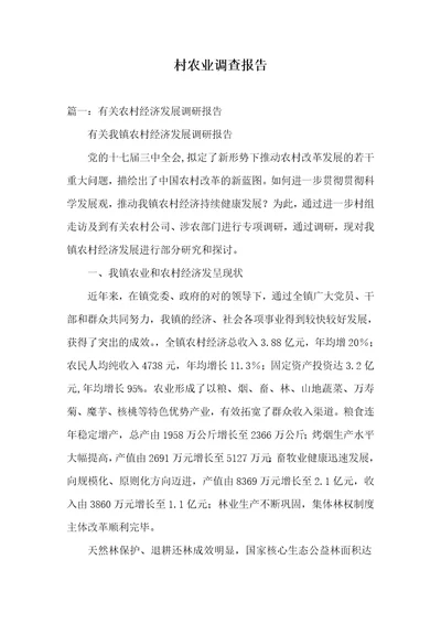 村农业调查汇报