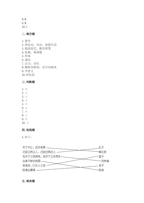 五年级上册道德与法治第四单元骄人祖先 灿烂文化测试卷【典优】.docx