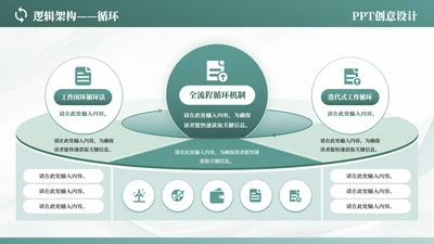 青色商务风多项循环PPT单页