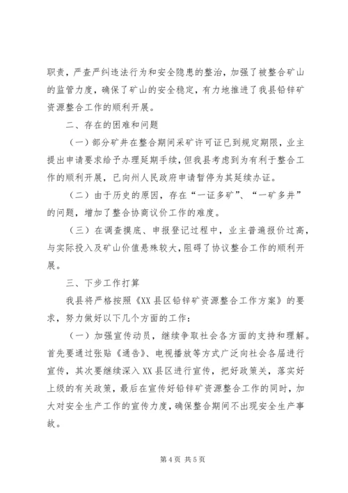 县铅锌矿资源开发整合工作情况汇报.docx