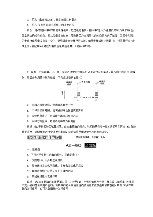 省优获奖导学案 酶与酶促反应 含答案