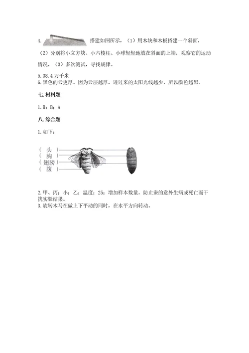 教科版小学科学三年级下册期末测试卷完美版