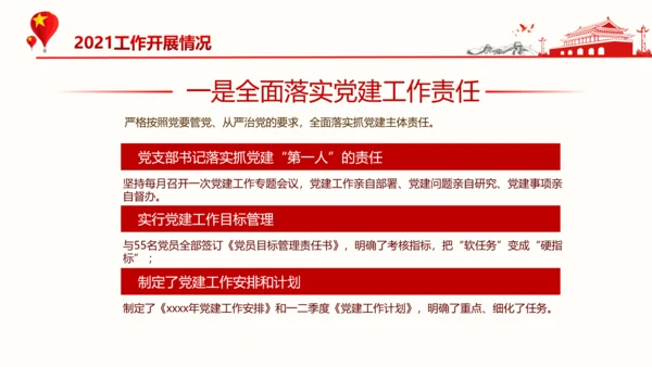 基层党支部党建年终述职党政PPT模板