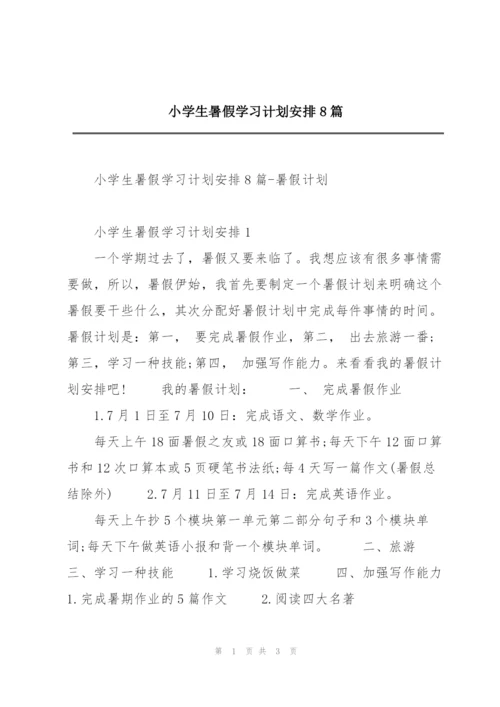 小学生暑假学习计划安排8篇.docx