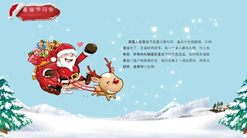 卡通风西方圣诞节习俗介绍PPT课件