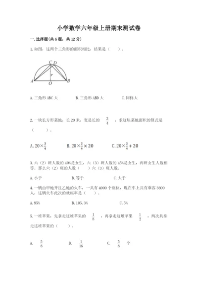 小学数学六年级上册期末测试卷附完整答案（典优）.docx