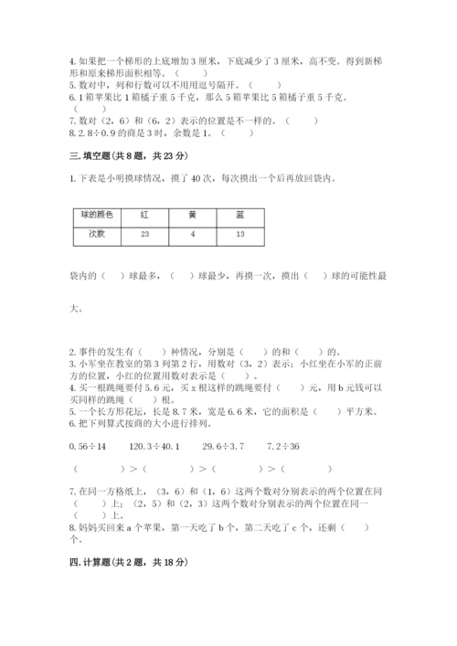 小学五年级上册数学期末考试试卷含完整答案【有一套】.docx