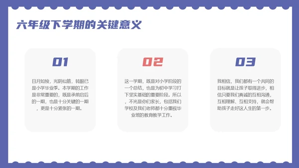 蓝色卡通风六年级开学家长会