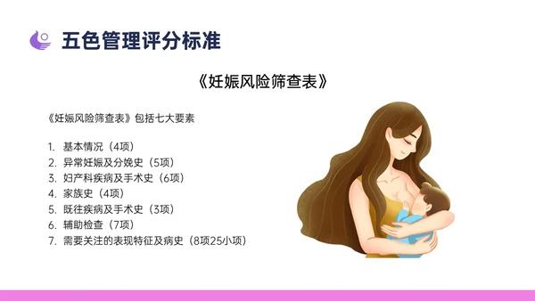 紫色简约卡通插画高危妊娠五色管理PPT课件