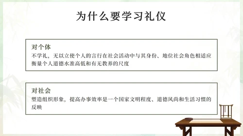 绿色水墨中国风八礼四仪主题班会带内容PPT模板