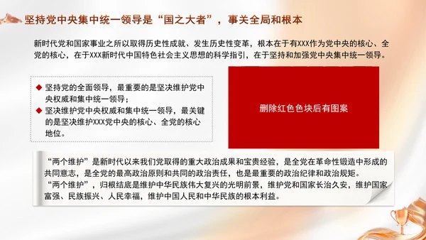 以坚持党中央集中统一领导为根本保证专题党课PPT