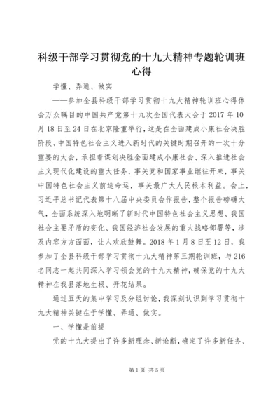 科级干部学习贯彻党的十九大精神专题轮训班心得_2.docx