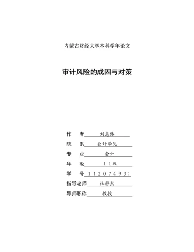 内蒙古财经大学本科学年论文审计风险的成因与对策.docx