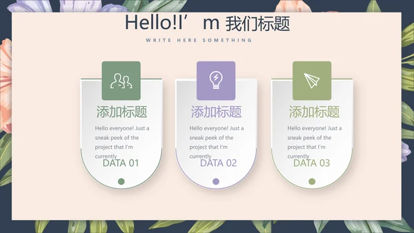 文艺小清新微立体述职报告通用PPT动态模板封面含PS