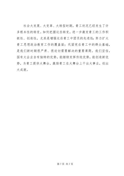 团委关于“企业团组织在国有企业改革发展中的作用”调研课题的情况汇报.docx