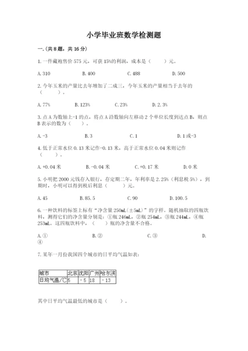 小学毕业班数学检测题附参考答案（预热题）.docx