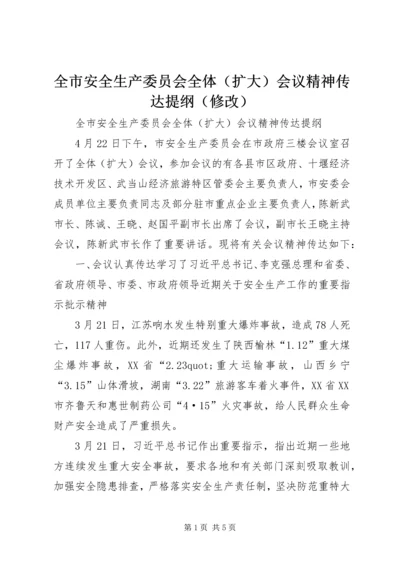 全市安全生产委员会全体（扩大）会议精神传达提纲（修改）.docx