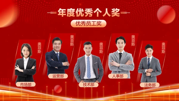 红色喜庆风企业年会晚会表彰颁奖流程红色大气风PPT套装