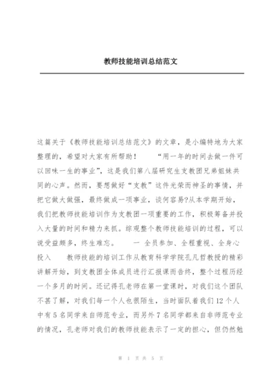 教师技能培训总结范文.docx