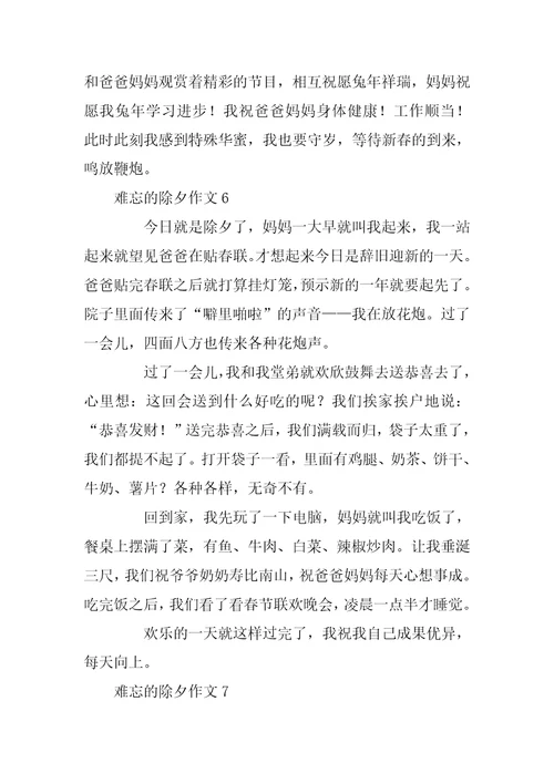2023年难忘的除夕作文