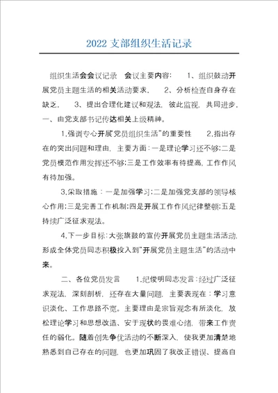 2022支部组织生活记录