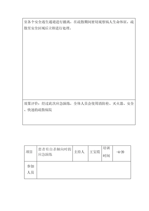 院内应急预案演练计划