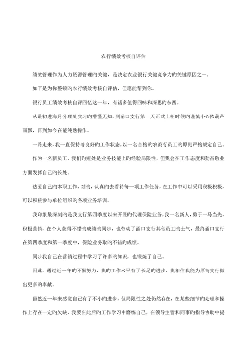 农行绩效考核自评估.docx