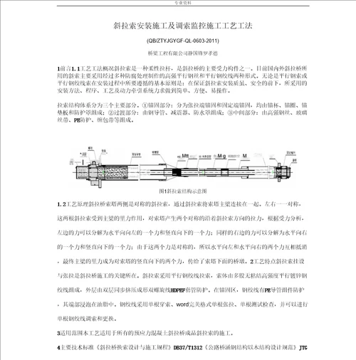 斜拉索安装施工和调索监控施工工艺工法