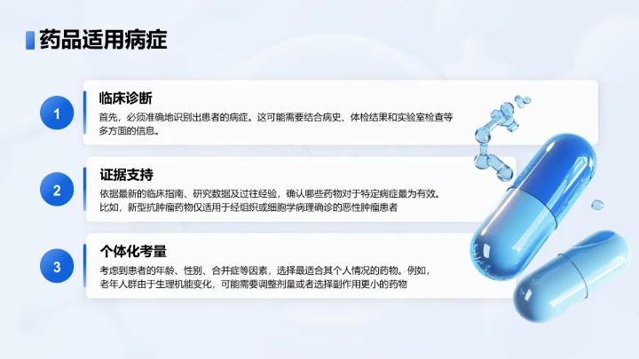 蓝色3D风医疗药品介绍PPT模板
