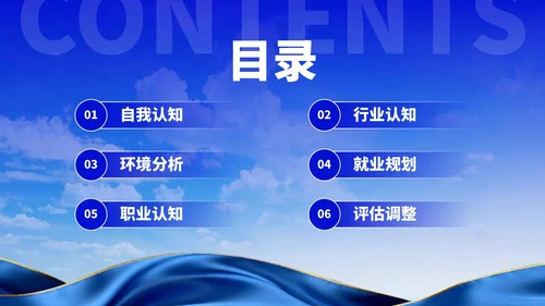 蓝色创意职业生涯规划大赛PPT模板