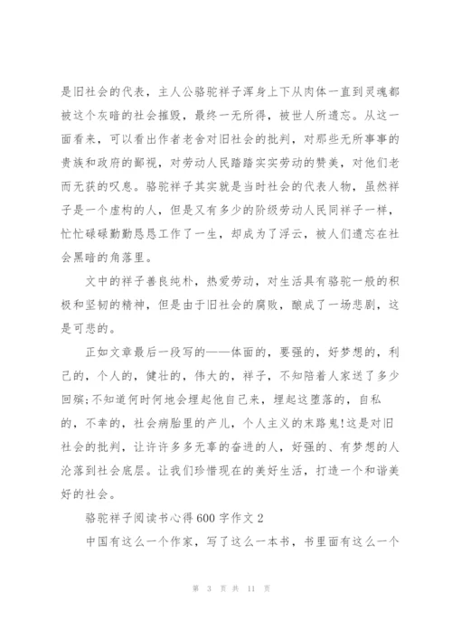 骆驼祥子小说阅读书心得600字作文5篇.docx