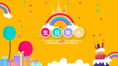 橙色生日快乐电子相册动态PPT模板