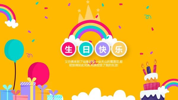 橙色生日快乐电子相册动态PPT模板