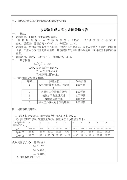 水表计量重点标准重点技术报告