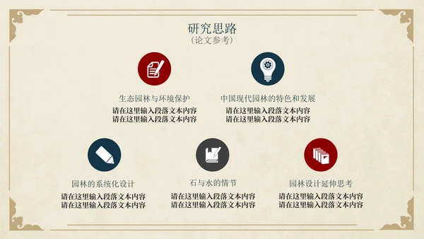 古风简约水墨园林景观毕业设计论文PPT模板