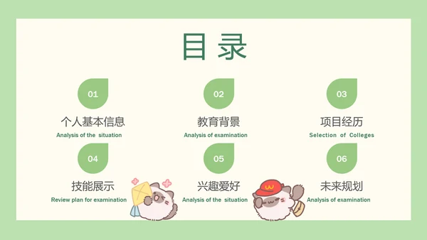团团猫卡通风学生自我介绍