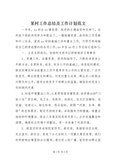 某村工作总结及工作计划范文.docx