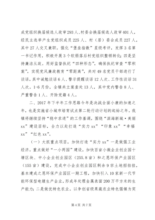 乡镇某年上半年工作总结及下半年工作思路.docx