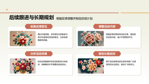 绿色中国风社团非遗绒花活动策划PPT模版