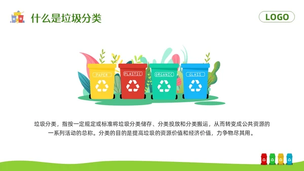 绿色卡通垃圾分类你我同行PPT模板宣传PPT动态PPT