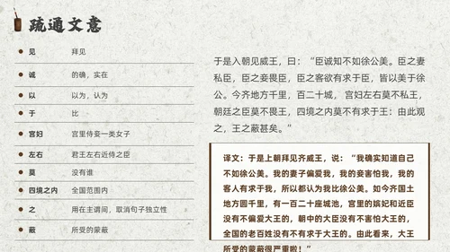 灰色创意卷轴邹忌讽齐王纳谏课件
