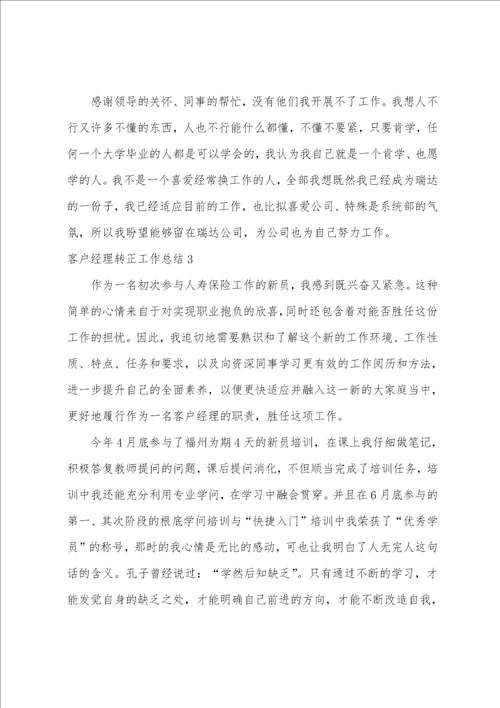客户经理转正工作总结1